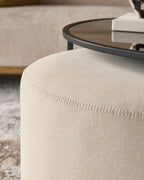 Round Coffee Table and Pouffe Set for Modern Living