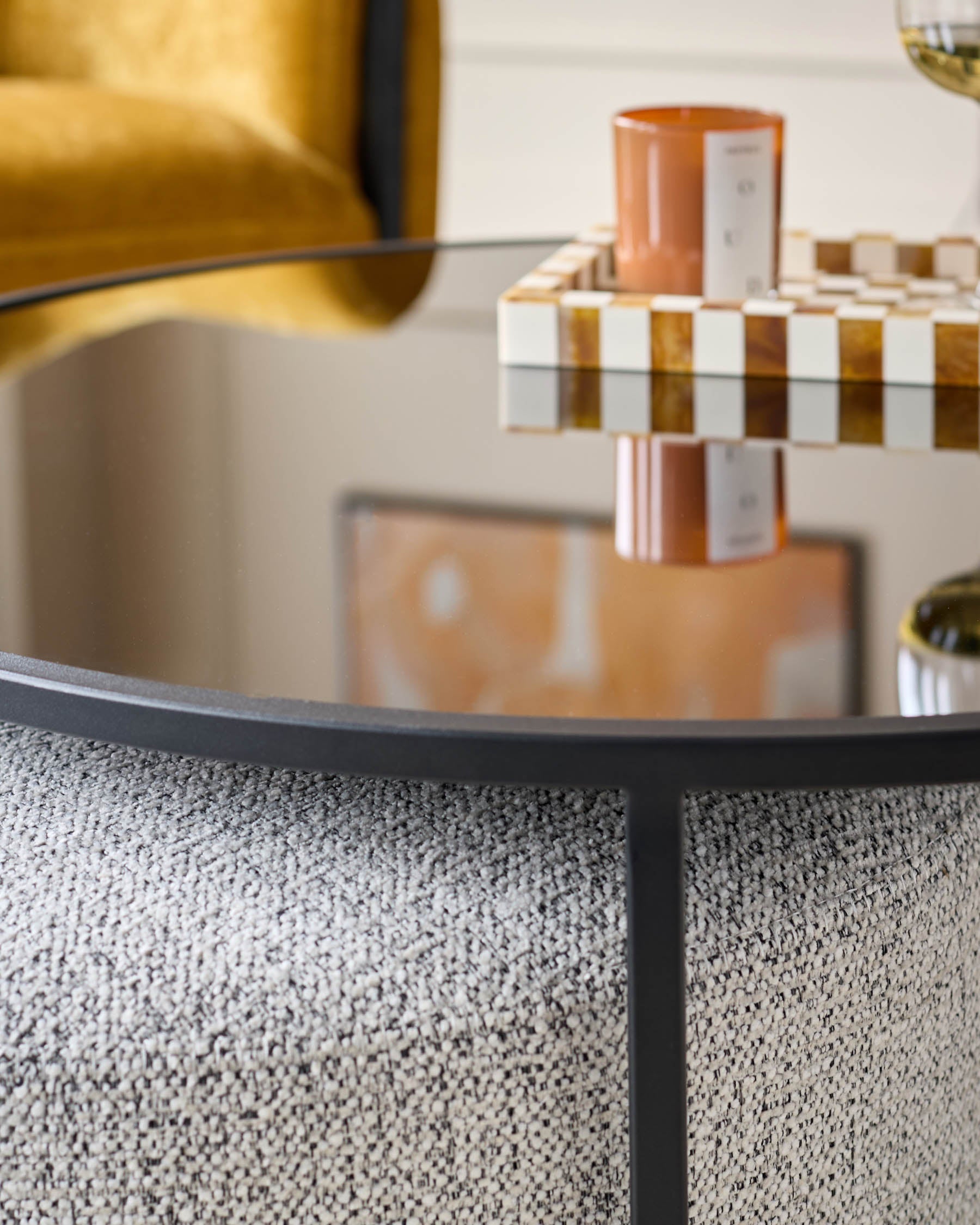 Round Coffee Table and Pouffe Set for Modern Living
