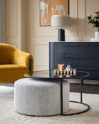 Round Coffee Table and Pouffe Set for Modern Living