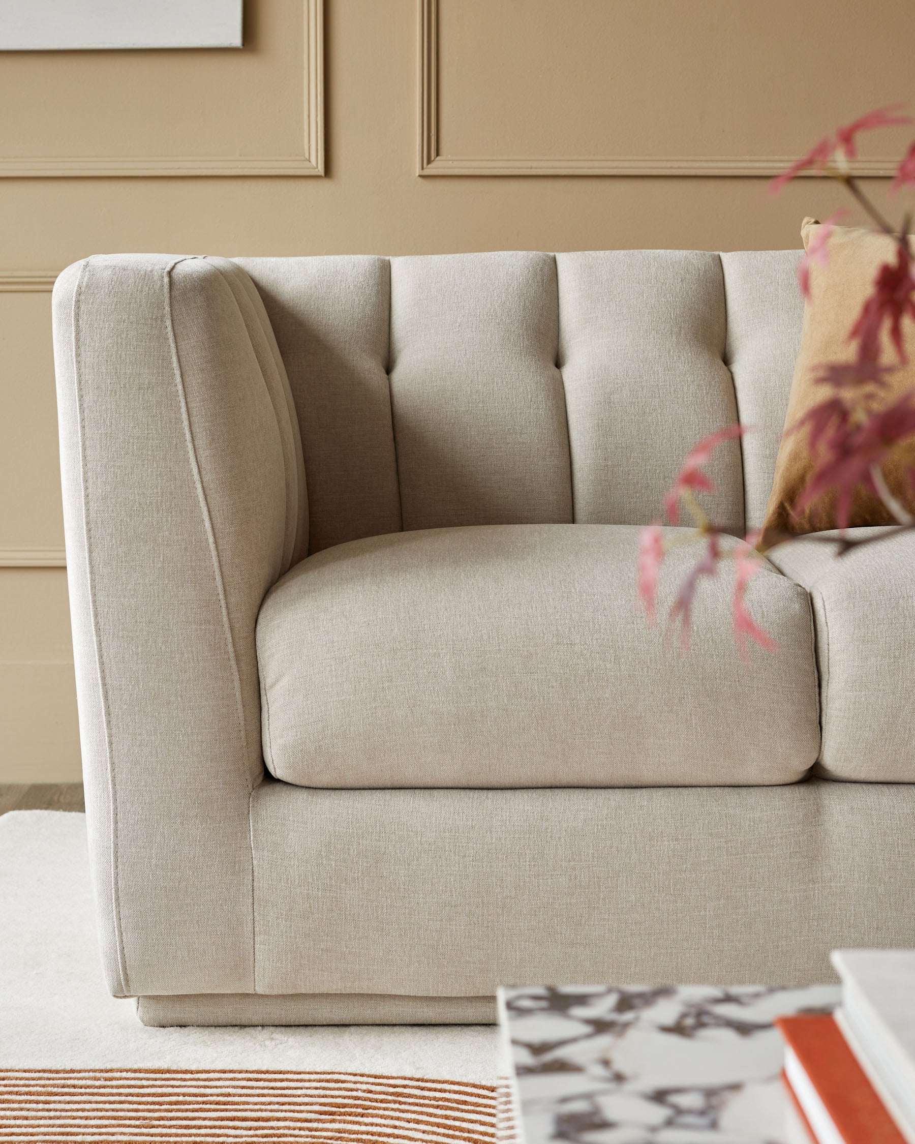 Champagne Chenille Two-seater Sofa For Living Room