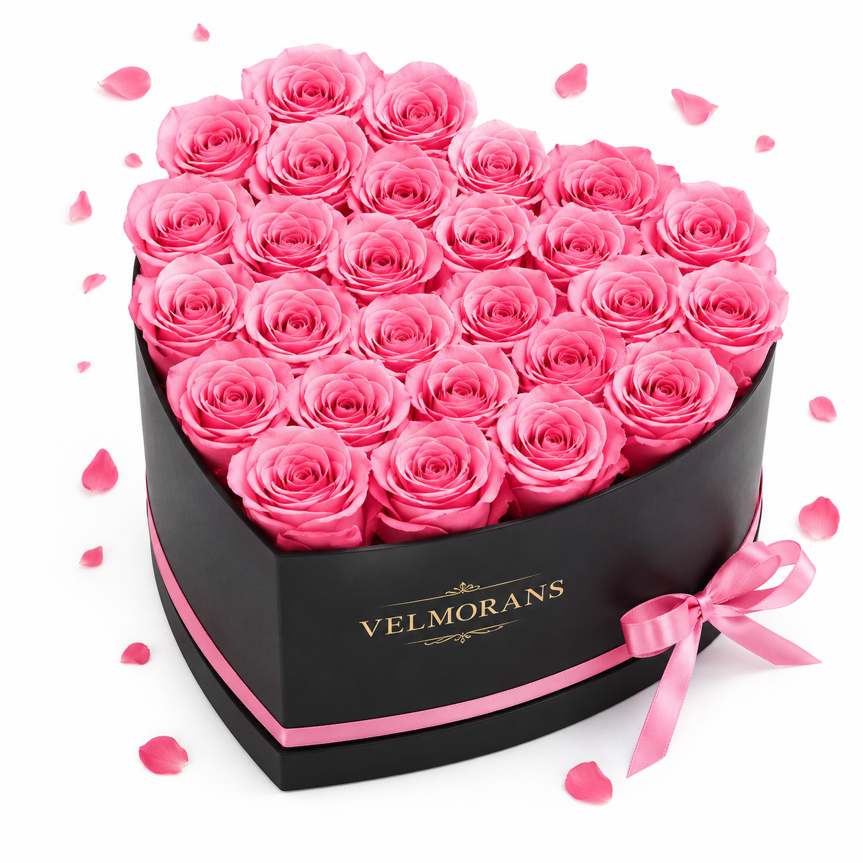 Velmorans Heart-Shaped Preserved Rose Box with 27 Roses, Decorative Floral Gift, 8.78 x 9.09 x 5.51 Inches