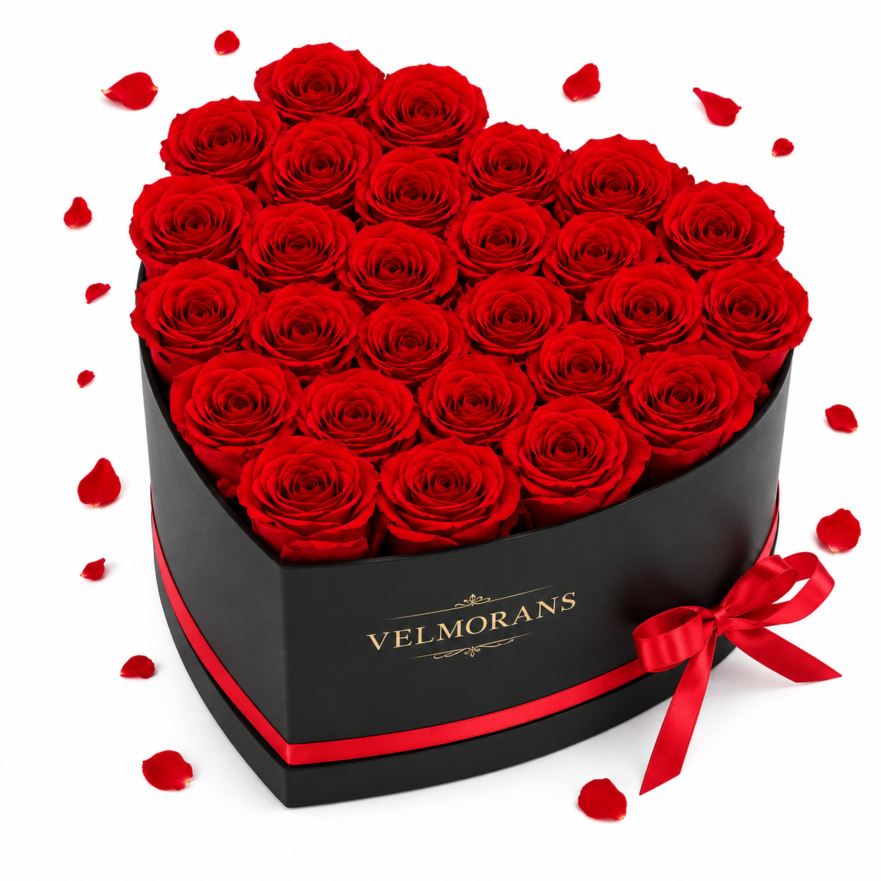 Velmorans Heart-Shaped Preserved Rose Box with 27 Roses, Decorative Floral Gift, 8.78 x 9.09 x 5.51 Inches