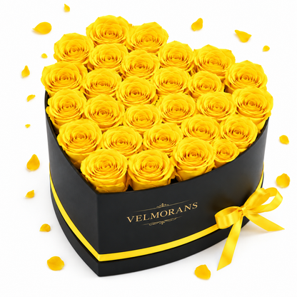 Velmorans Heart-Shaped Artificial Rose Box Gift with 27 Roses, 8.78 x 9.09 x 5.51 Inches