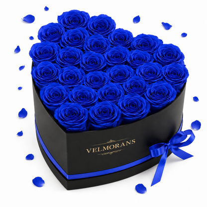 Velmorans Heart-Shaped Artificial Rose Box Gift with 27 Roses, 8.78 x 9.09 x 5.51 Inches
