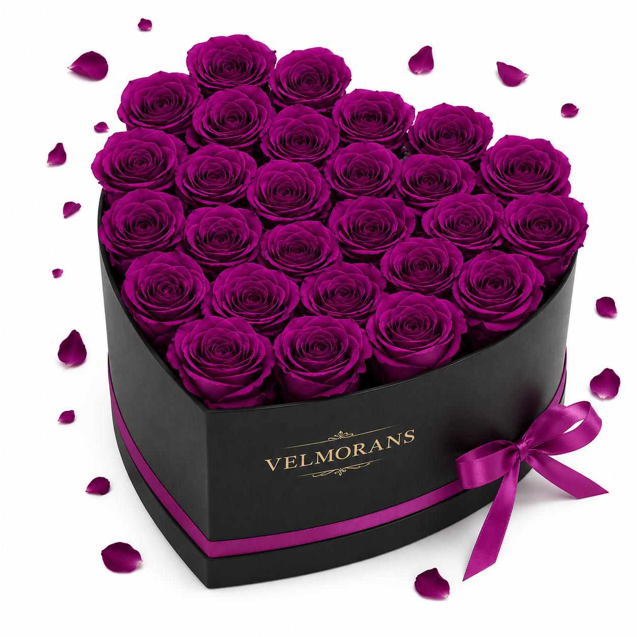 Velmorans Heart-Shaped Preserved Rose Box with 27 Roses, Decorative Floral Gift, 8.78 x 9.09 x 5.51 Inches
