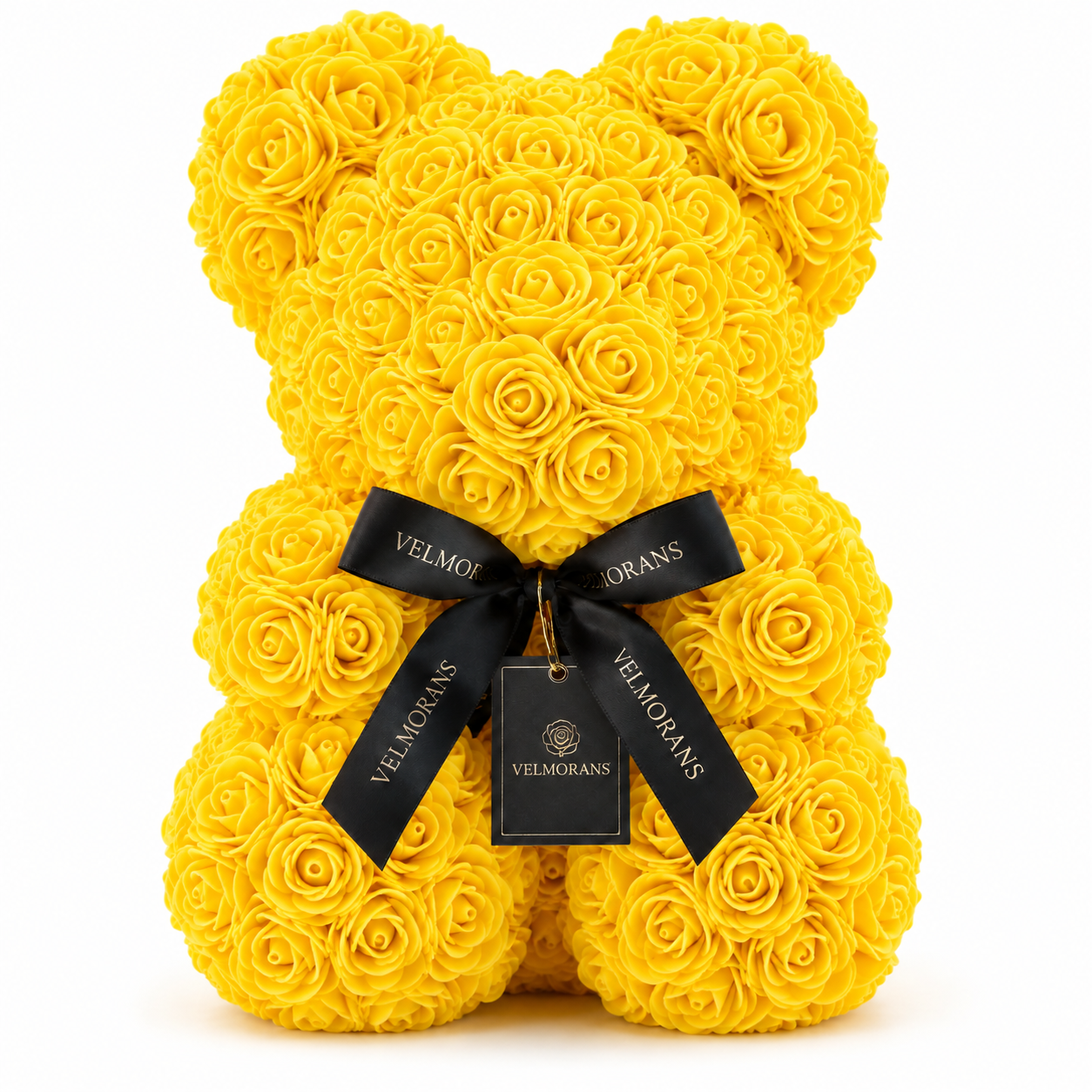 Velmorans 10-Inch Rose Bear with Branded Ribbon, Decorative Floral Gift for Birthdays, Anniversaries and Special Occasions