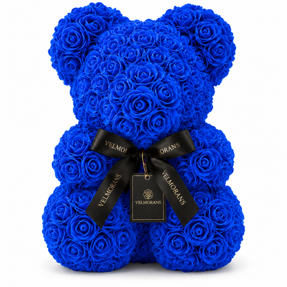 Velmorans 10-Inch Rose Bear with Branded Ribbon, Decorative Floral Gift for Birthdays, Anniversaries and Special Occasions