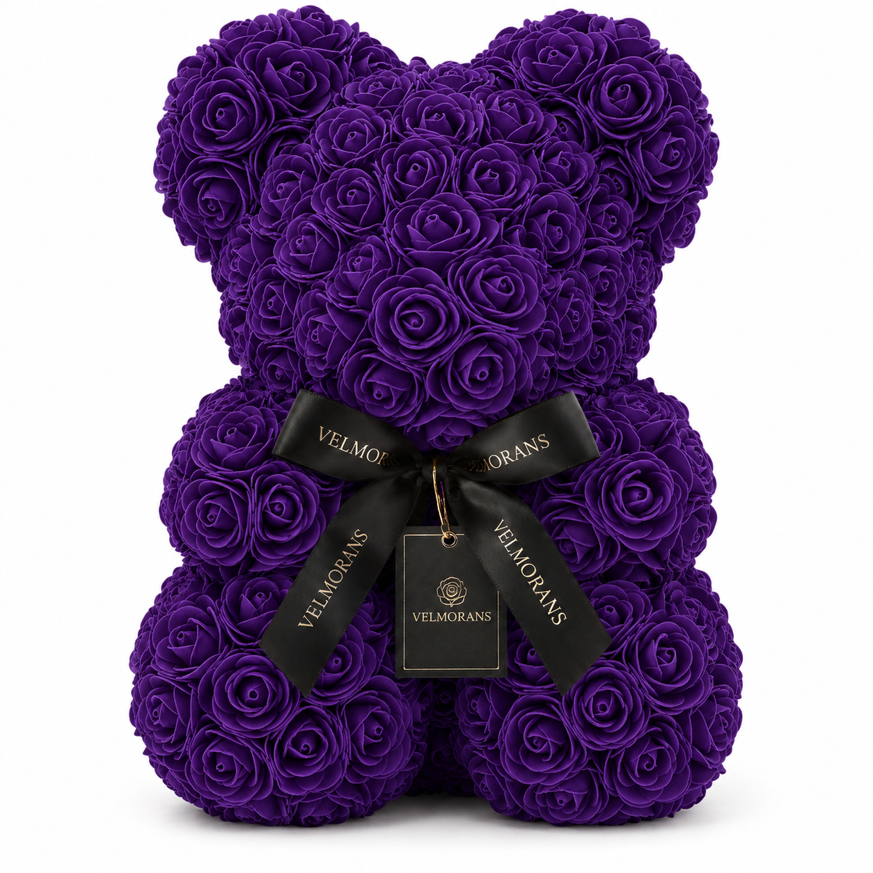 Velmorans 10-Inch Rose Bear with Branded Ribbon, Decorative Floral Gift for Birthdays, Anniversaries and Special Occasions