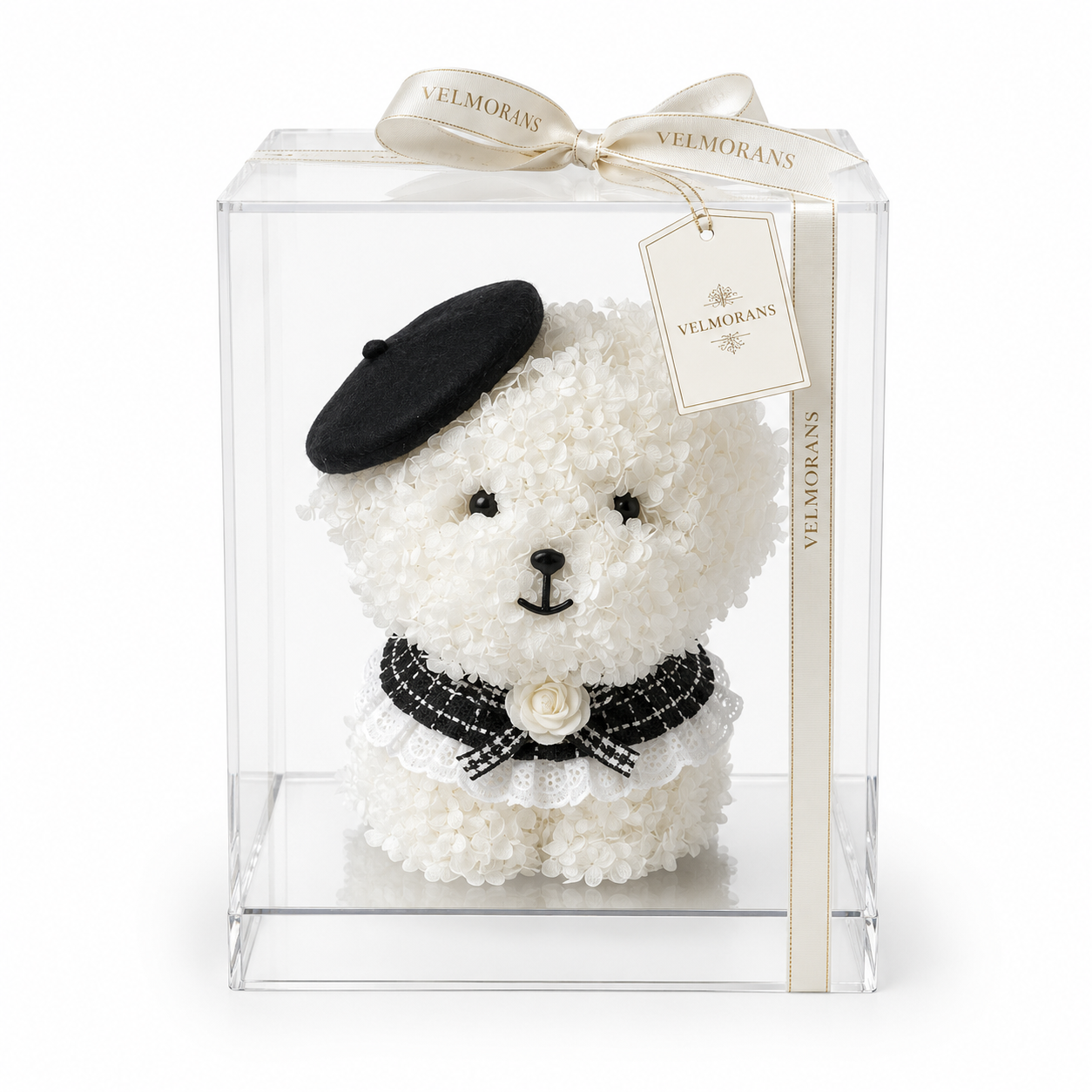 Velmorans Artificial Floral Puppy in Clear Display Box, 12 x 12 x 15 Inches