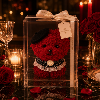 Velmorans Artificial Floral Puppy in Clear Display Box, 12 x 12 x 15 Inches