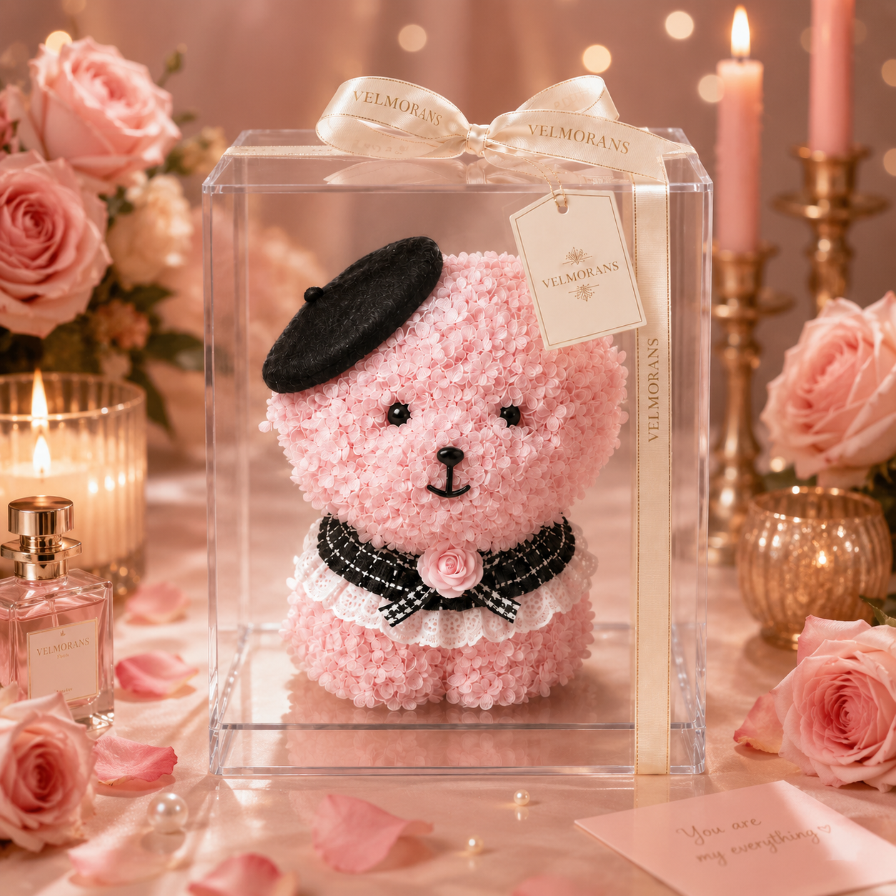 Velmorans Artificial Floral Puppy in Clear Display Box, 12 x 12 x 15 Inches