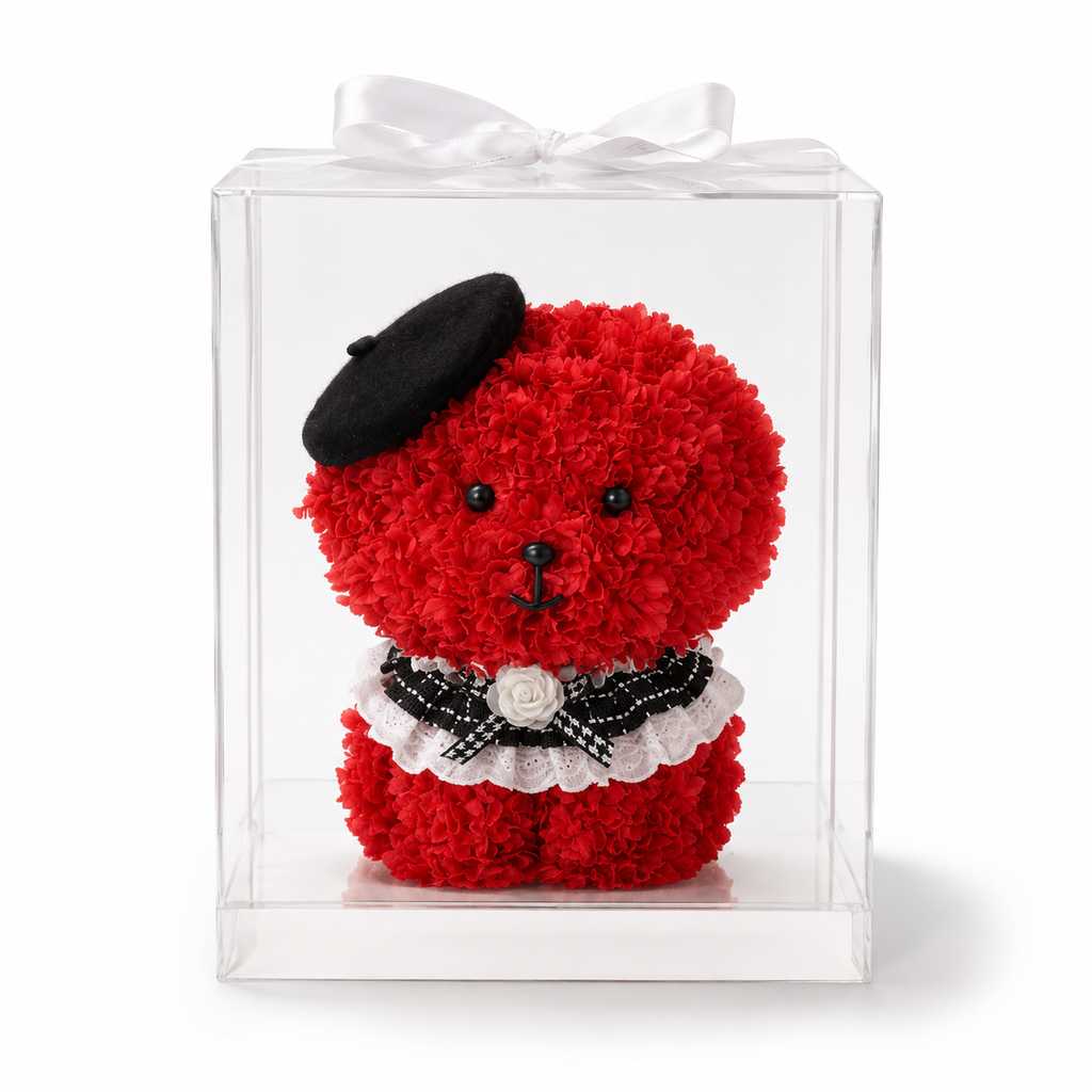 Floral Puppy Gift with Transparent Display Box, 15 Inch Decorative Flower Dog for Birthday, Anniversary, Valentine’s Day and Mother’s Day