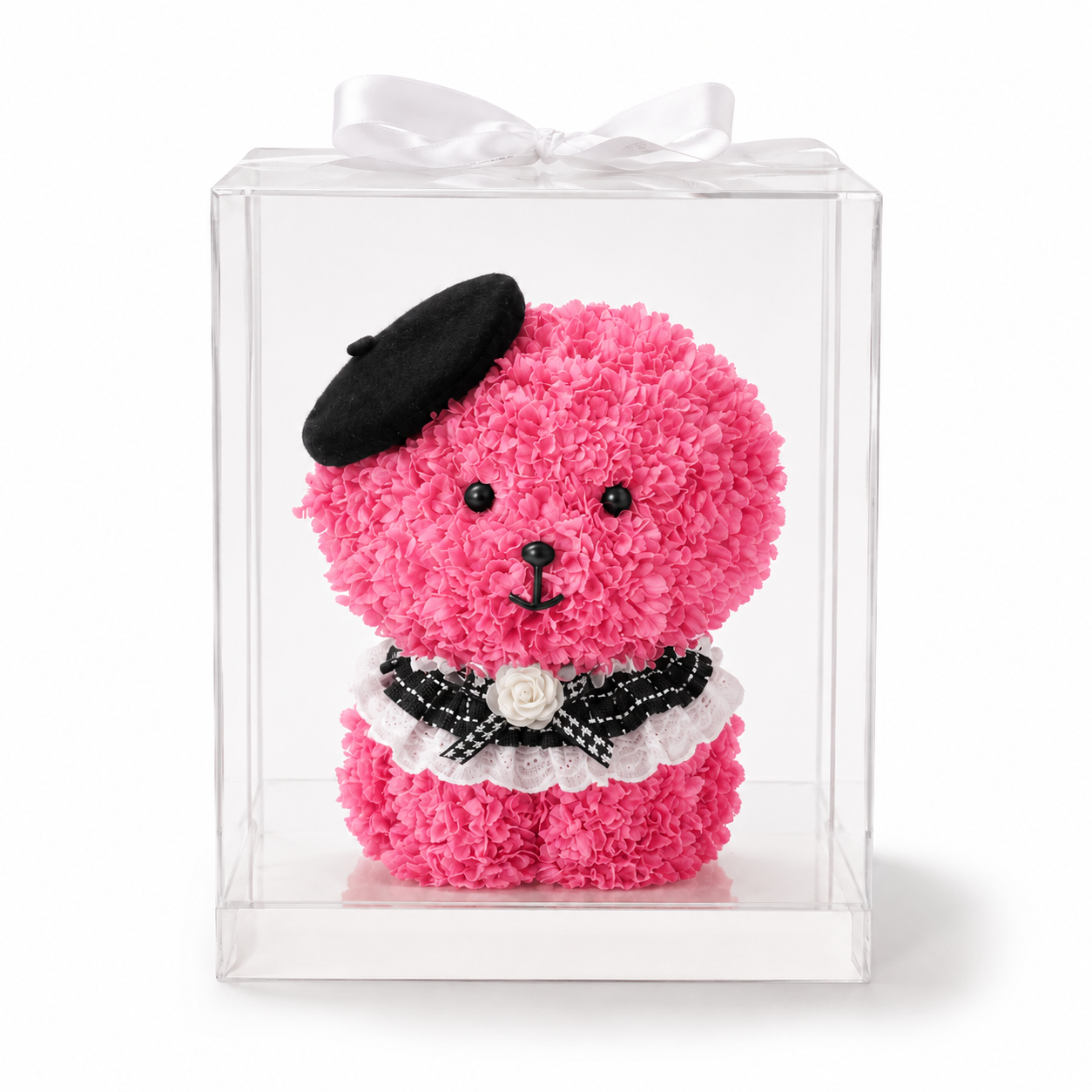Floral Puppy Gift with Transparent Display Box, 15 Inch Decorative Flower Dog for Birthday, Anniversary, Valentine’s Day and Mother’s Day