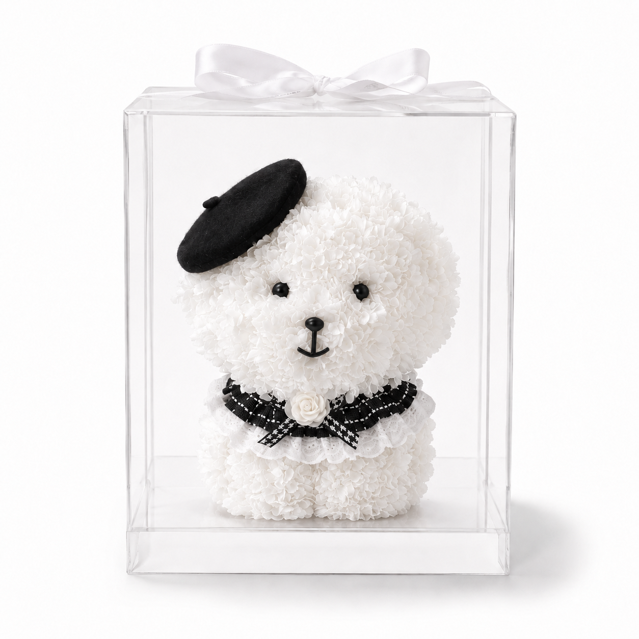 Floral Puppy Gift with Transparent Display Box, 15 Inch Decorative Flower Dog for Birthday, Anniversary, Valentine’s Day and Mother’s Day