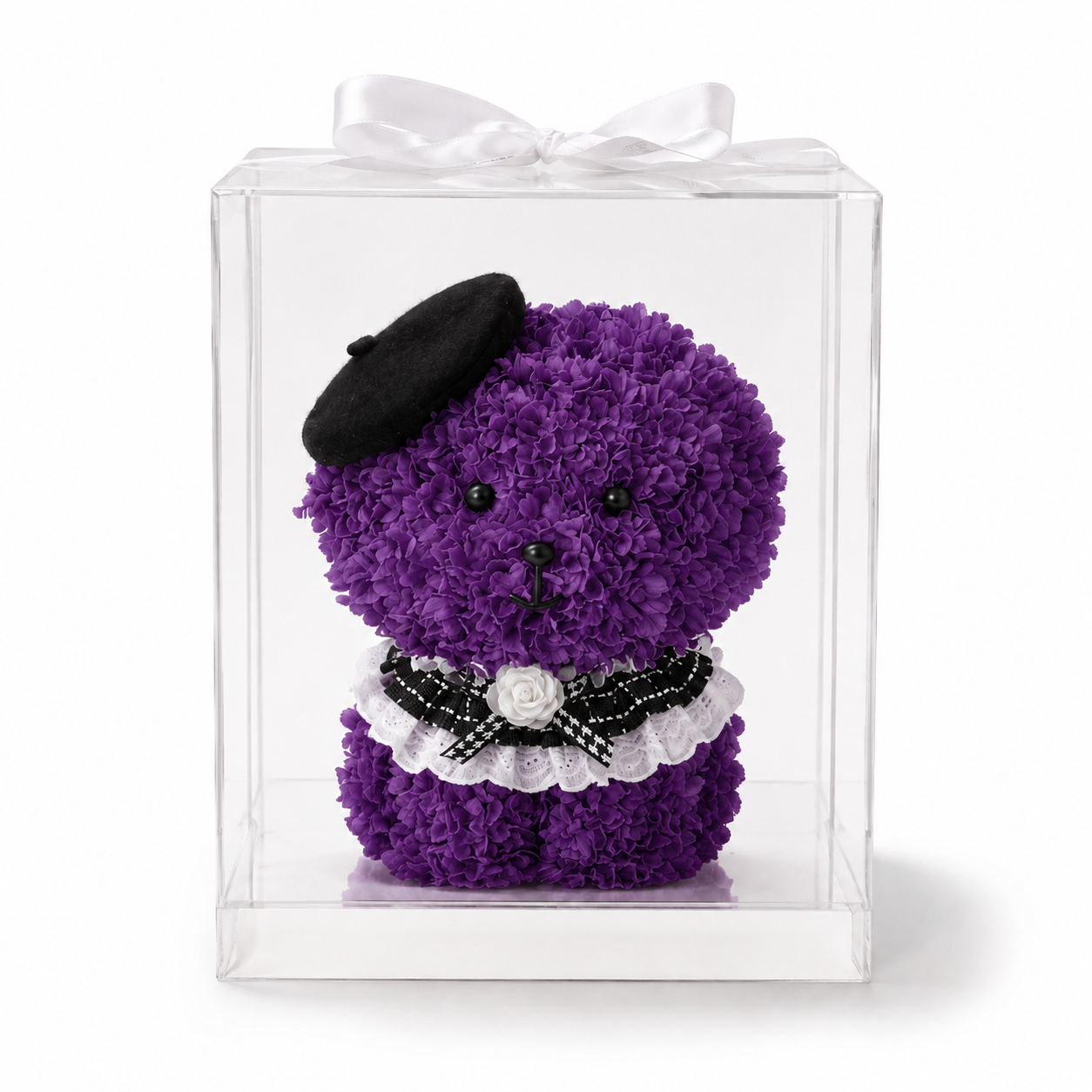Floral Puppy Gift with Transparent Display Box, 15 Inch Decorative Flower Dog for Birthday, Anniversary, Valentine’s Day and Mother’s Day