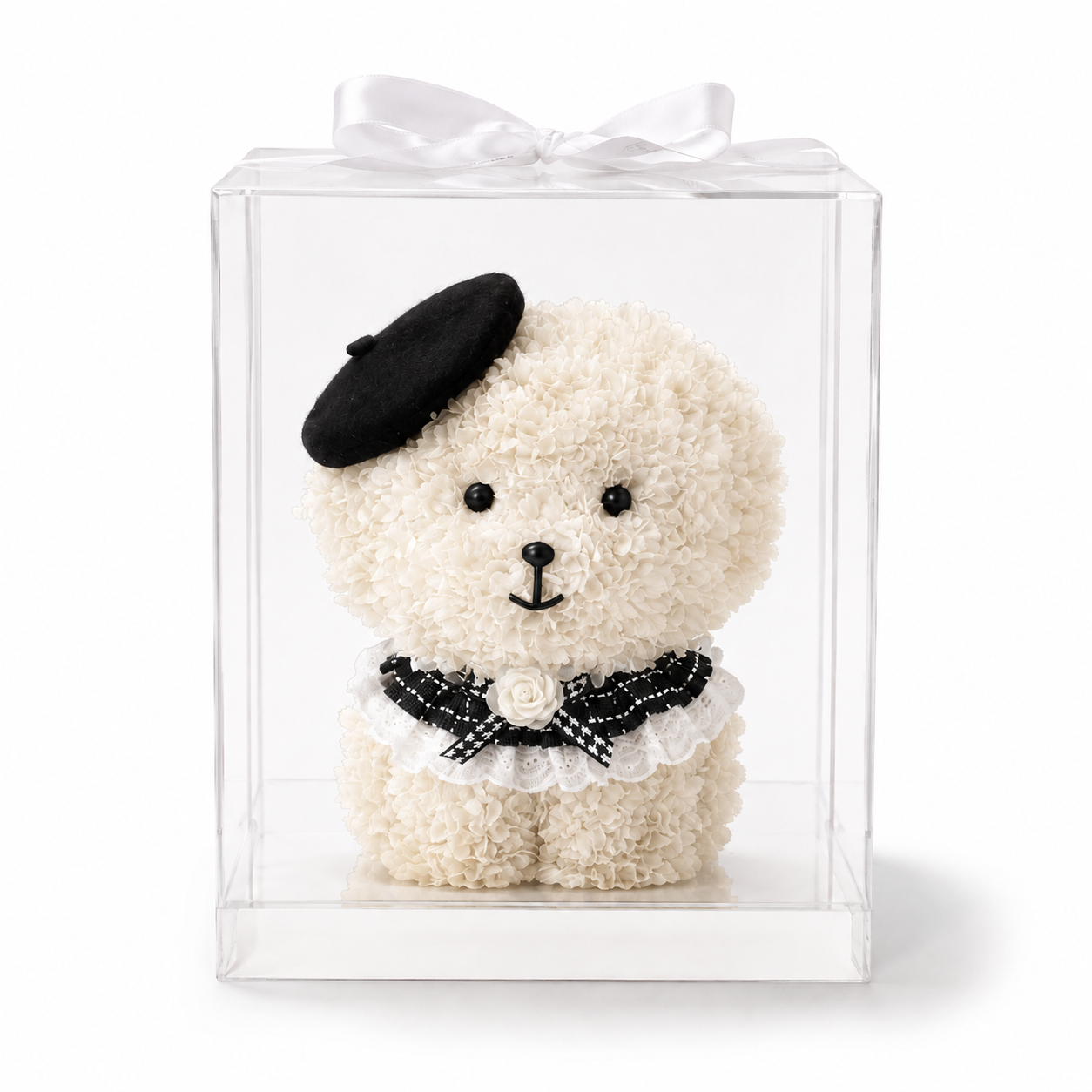Floral Puppy Gift with Transparent Display Box, 15 Inch Decorative Flower Dog for Birthday, Anniversary, Valentine’s Day and Mother’s Day