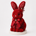 Elegant Floral Bunny Sculpture with Satin Bow, Romantic Preserved Flower Gift for Her