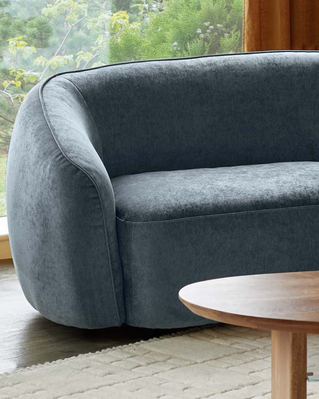 Blue-grey Fabric Two-seater Sofa For Living Room