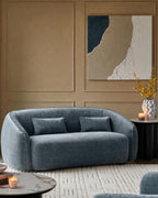 Blue-grey Fabric Two-seater Sofa For Living Room