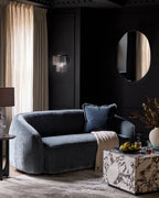 Blue-grey Fabric Two-seater Sofa For Living Room