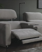 Light Grey Fabric Recliner Two-seater Sofa Console For Living Room